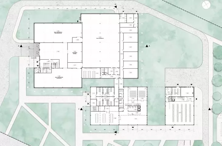 Supplement factory project, first floor plan