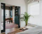 Behind the sliding door is the study