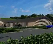 Animal hotel project, view from the parking lot