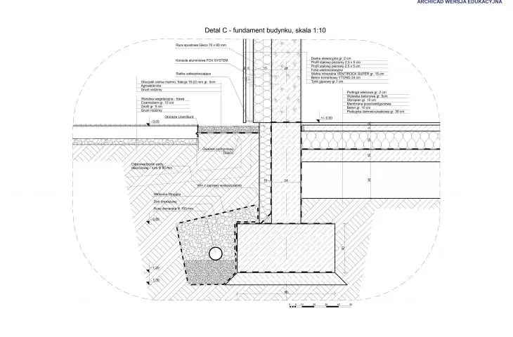 Structural detail, building foundation 