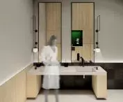 Łazienki mają specjalnie zaprojektowane umywalki