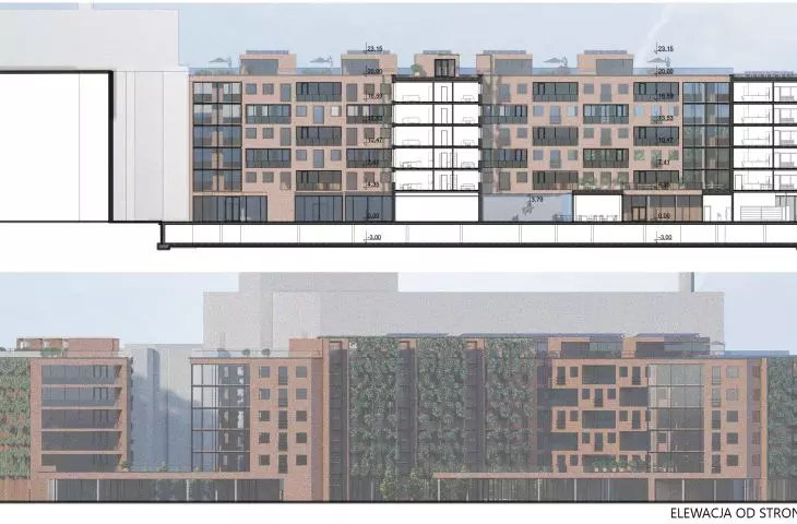 Design of a habitat in Wroclaw, cross-section A-A