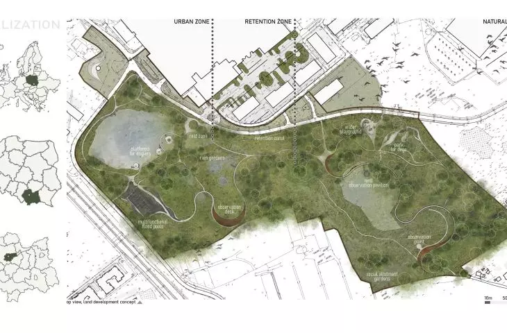 Location and plan of the Rain Park