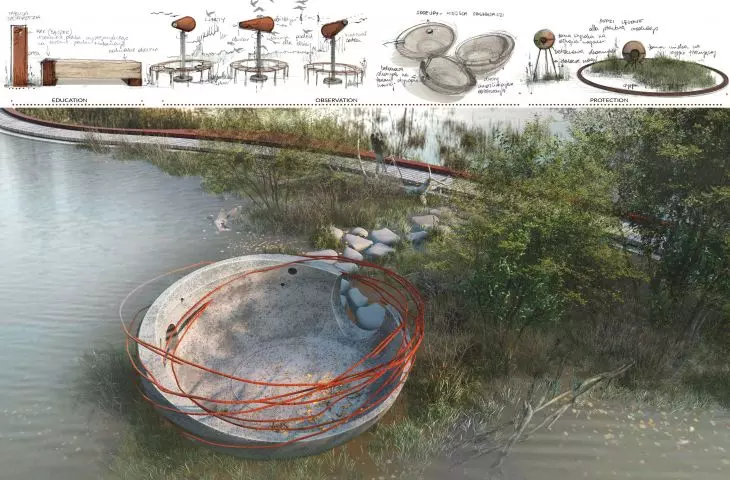 Visualization and design sketches of the Rain Park  