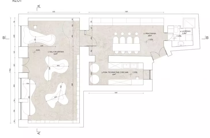 Studio ceramiki, rzut