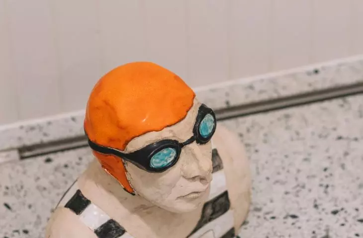 In the bathroom you will find an interesting figurine 