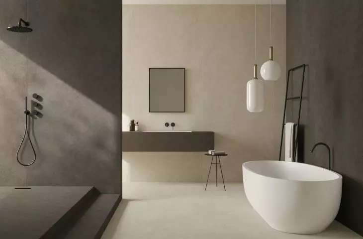 Laminam Terra di Saturnia w łazience