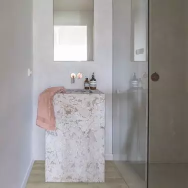 Wooden flooring in the bathroom