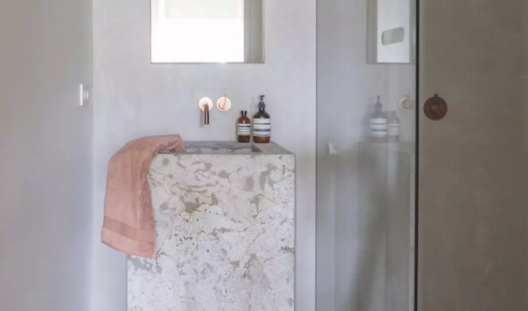 Wooden flooring in the bathroom