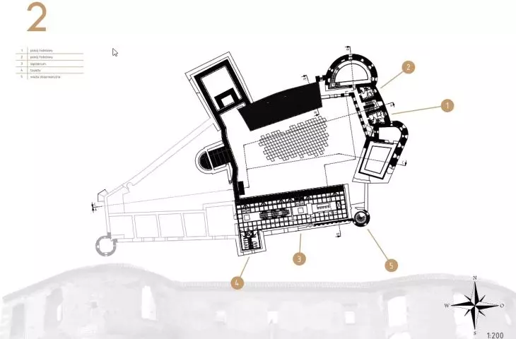 Concept for the modernization of Janowiec Castle, level 2 plan