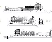 Concept for modernization of Janowiec Castle, cross sections