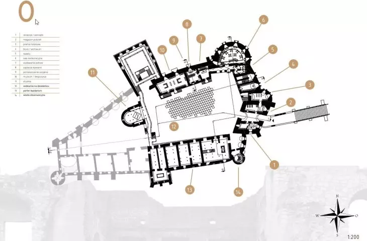 Concept of the modernization of the Castle in Janowiec, projection of level 0 