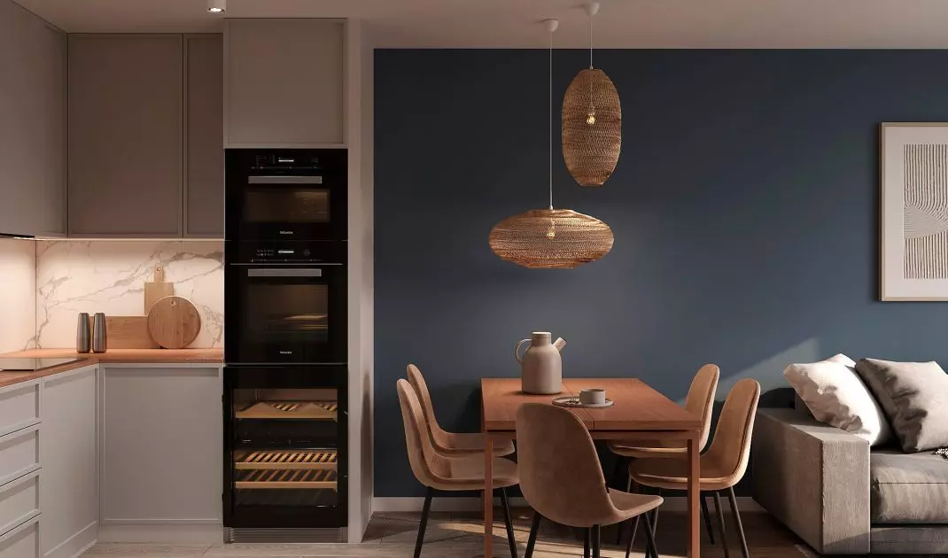 Living room with kitchenette