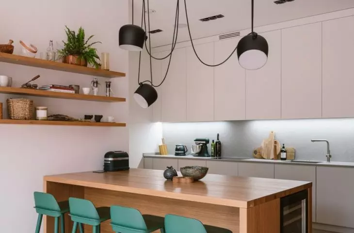 Life in the kitchen centers around the island