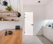 The white part of the kitchen