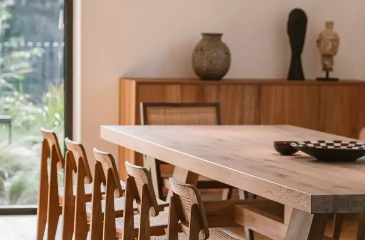 Architects designed a large wooden table