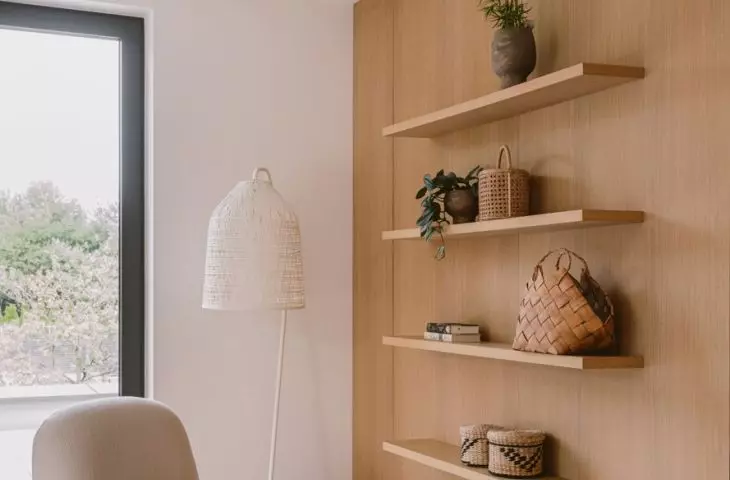 Wooden wall in the bedroom