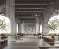 The space under the bridge has been arranged for social functions