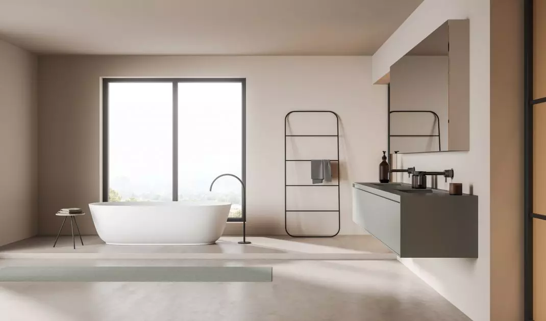 Bathroom stand organizes bathroom space