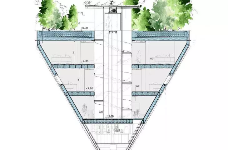 cross-section of the office module