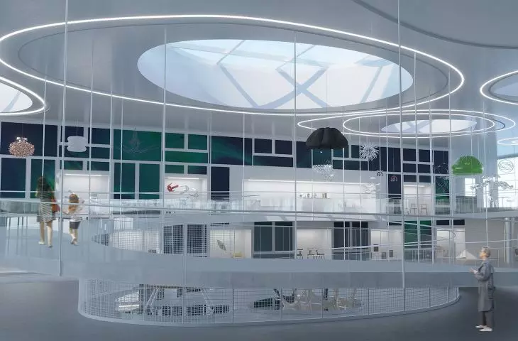 Projekt wnętrz stałej galerii designu