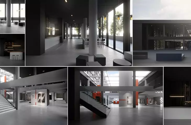 Projekt wnętrz stałej galerii w budynku dawnego hotelu Cracovia