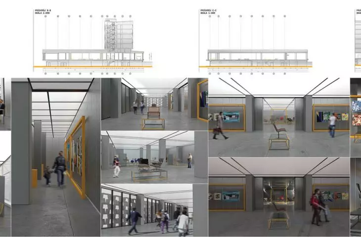 Interior design of the permanent design gallery in the Hotel Cracovia building, board
