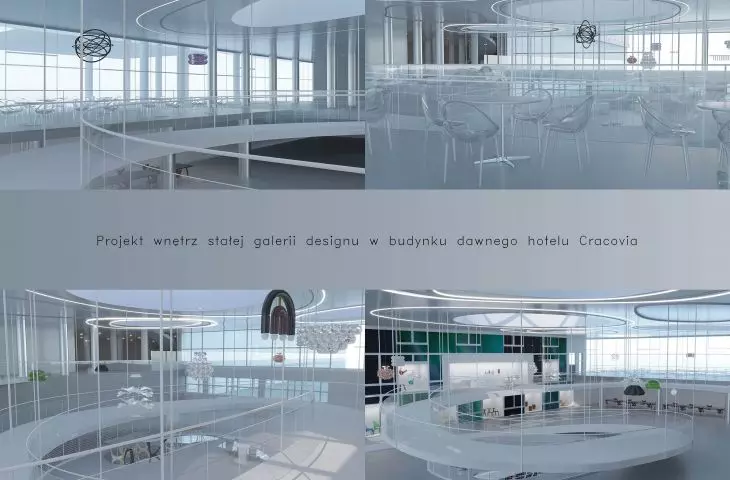 Projekt wnętrz stałej galerii designu