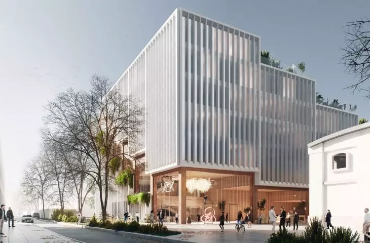 Among other things, the jury appreciated the attractive solution of the northeast corner of the building
