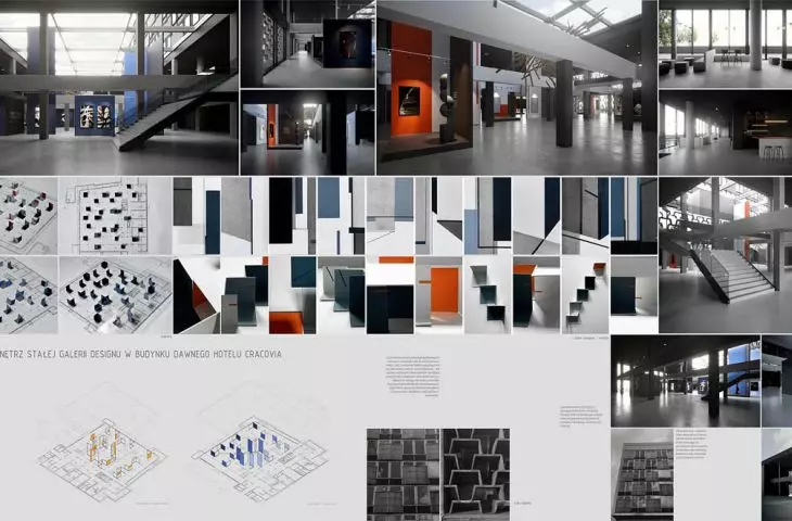 Interior design of the permanent gallery in the building of the former Cracovia Hotel, board