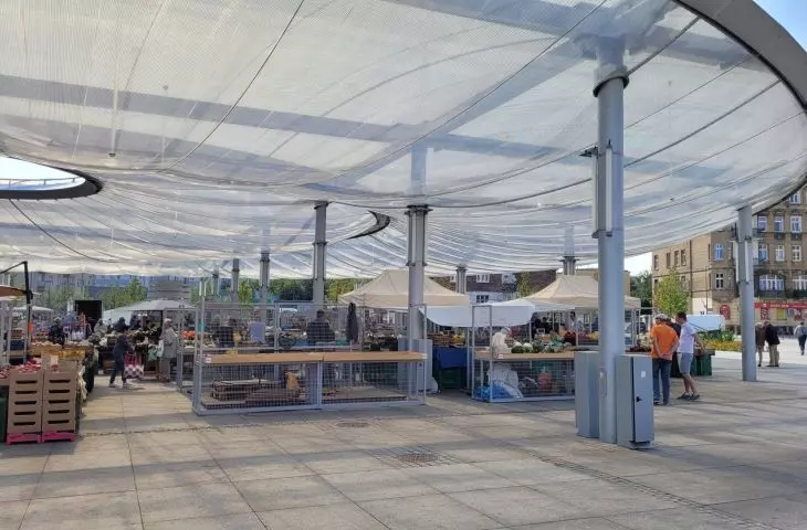 Lazarski Market in Poznań after reconstruction, September 2022.