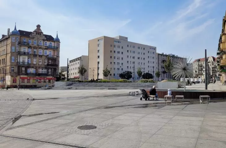 Lazarski Market in Poznań after reconstruction, September 2022.