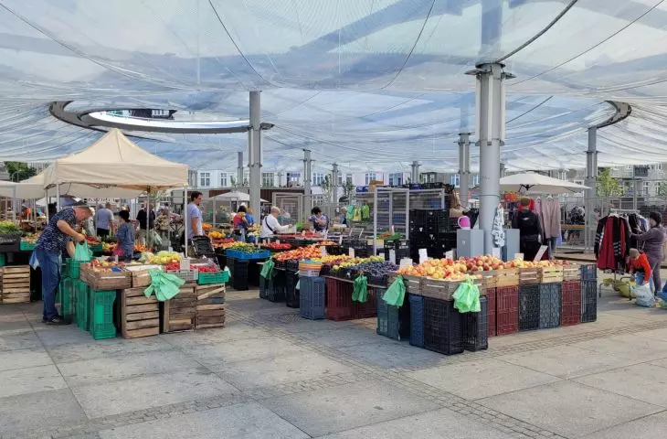 Lazarski Market in Poznań after reconstruction, September 2022.