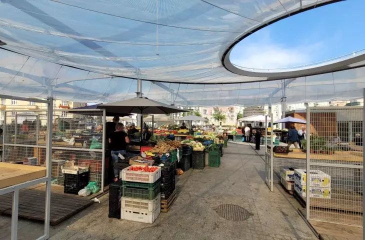 Lazarski Market in Poznań after reconstruction, September 2022.