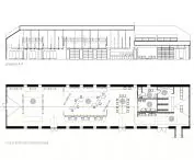 A-A cross-section and plan of the workshop space