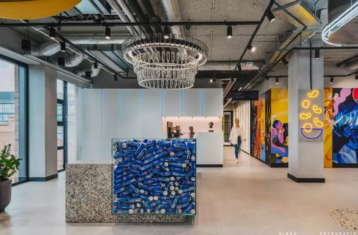 Company brands appear in every part of the office