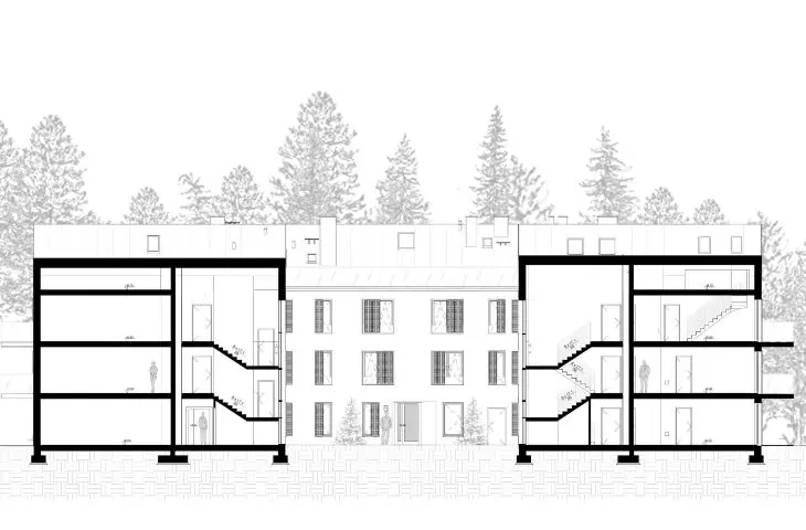 Aparthotel Porto Leba, cross-section A-A