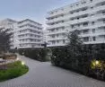 Bliska Wola estate - inner courtyard with green areas, small architecture and walking paths
