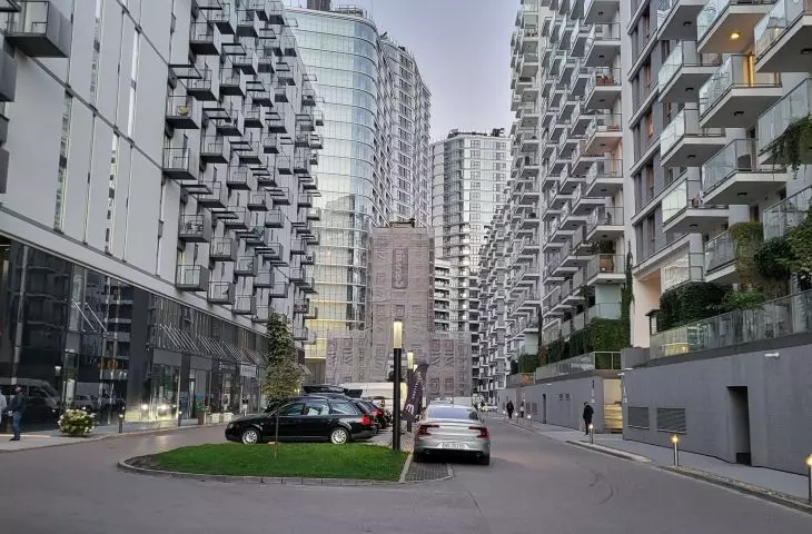 Bliska Wola estate - inner street and intensive residential development 