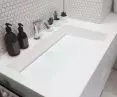 washbasin with linear drain, integrated cabinet white