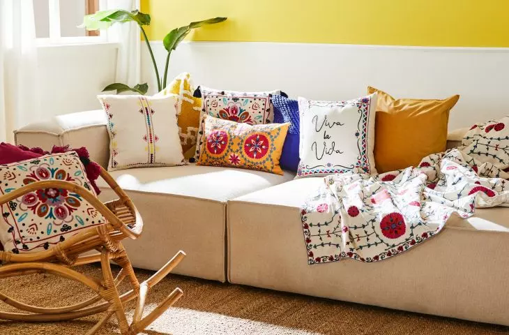 Colorful textiles are a staple of ethno style
