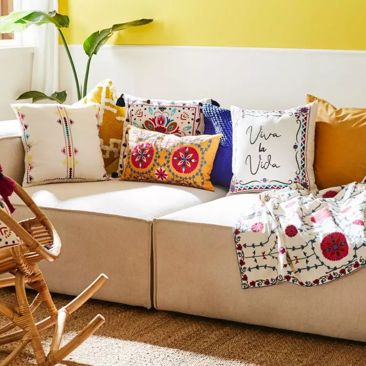 Colorful textiles are a staple of ethno style