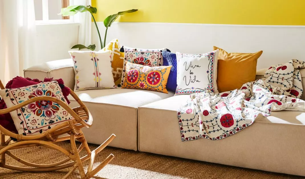 Colorful textiles are a staple of ethno style