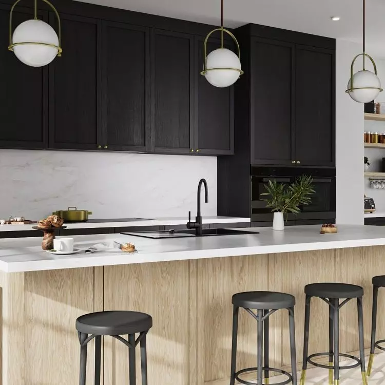 Black kitchen in Scandinavian style