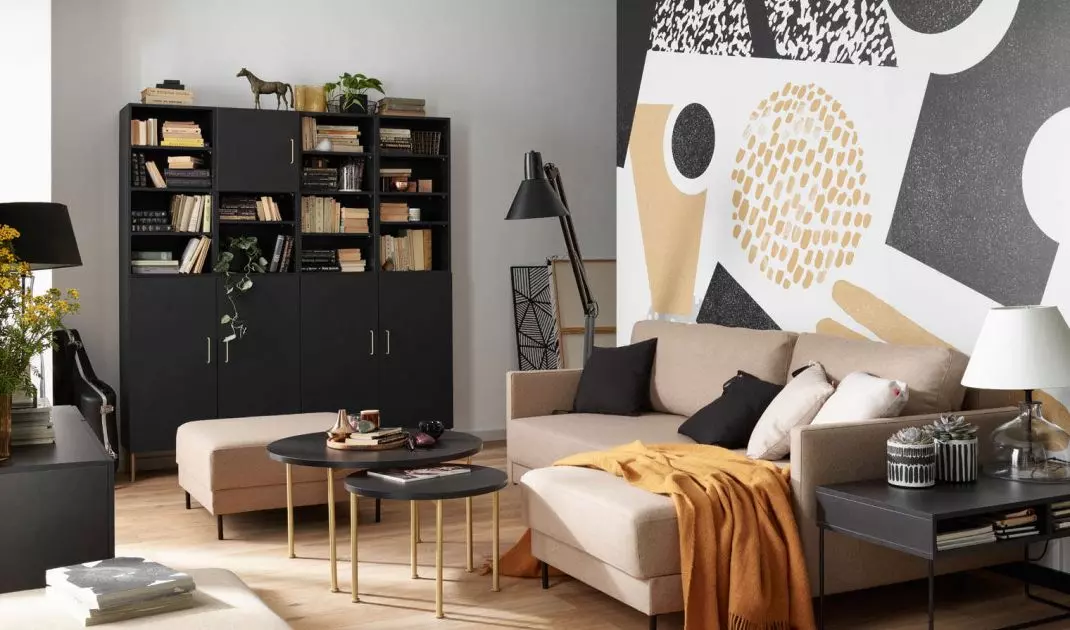 Czarny regał wysoki poczwórny Creative