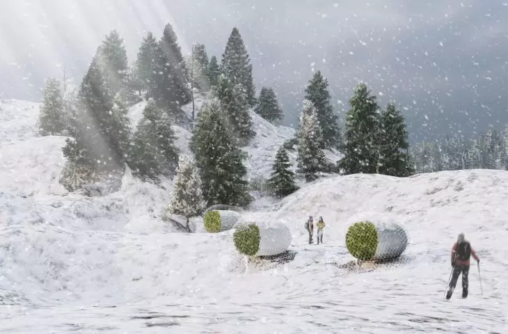 Mobile housing capsule project, adaptation in the mountains