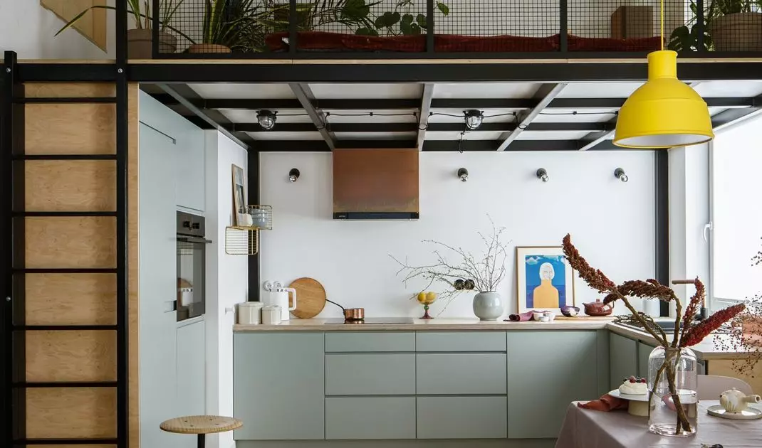 Mezzanine above the kitchen