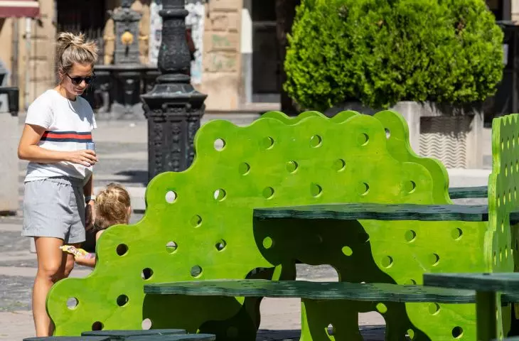 urban furniture in the Plaza del Mercado in Logroño