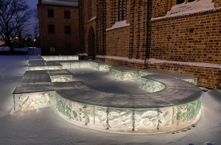 The ghost of the Palatium of Mieszko I and his wife Dobrawa on Ostrów Tumski in Poznań
