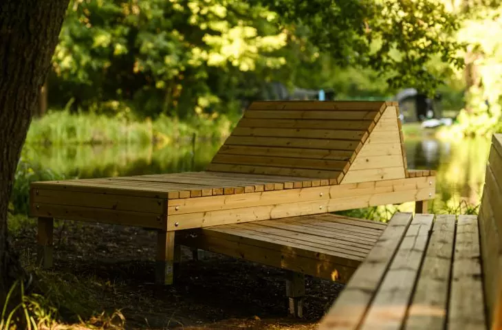 Dendrotherapy benches on Oak Ponds, Oak Meadows, Oak Pond